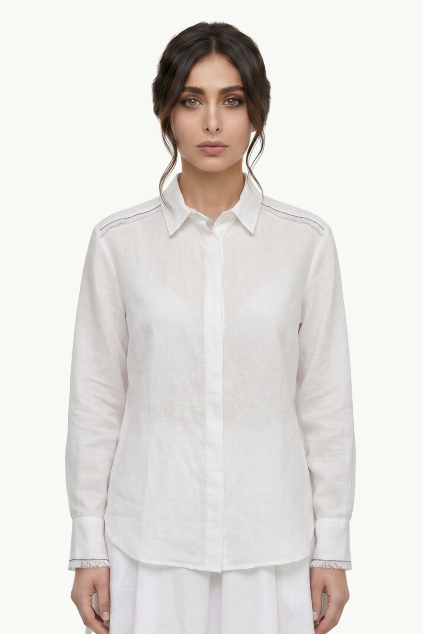  Peserico Camicia Tela Di Lino Bianco - 1