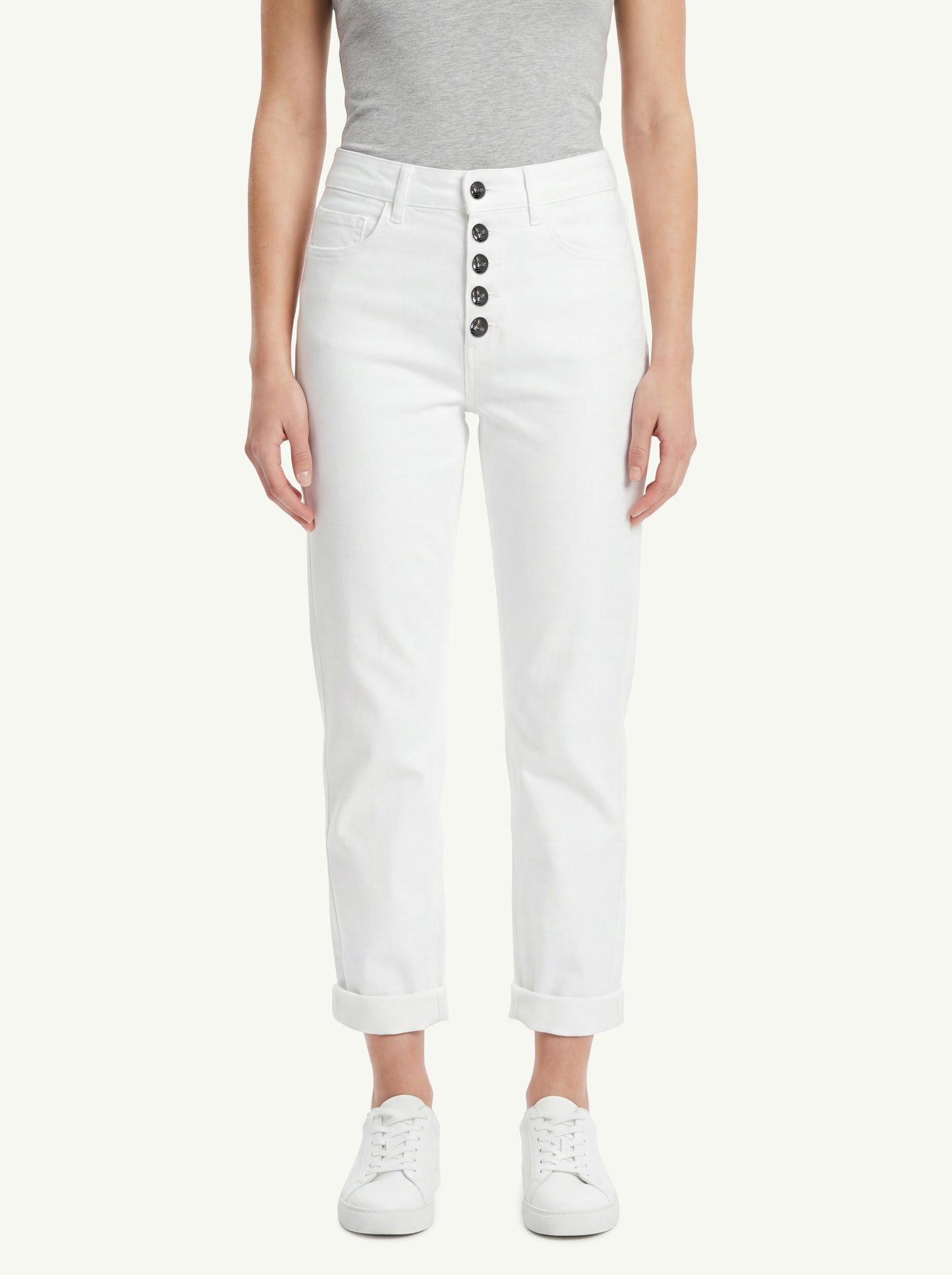 Dondup Jeans Loose Koons Bottone Gioiello Bianco - 1