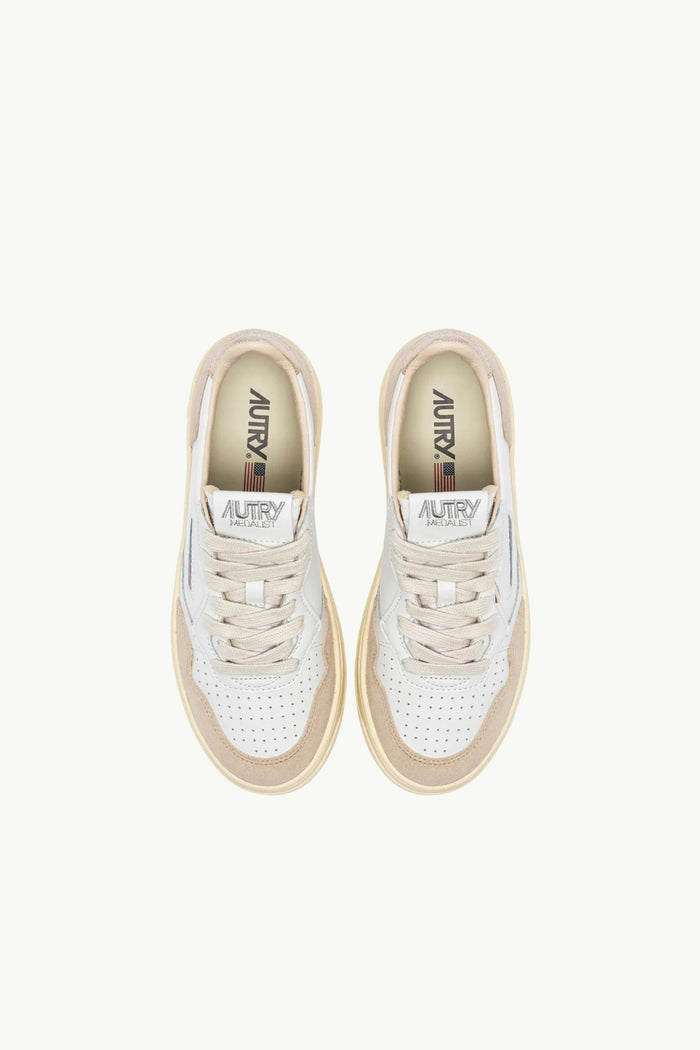  Autry Medalist Low Wom Leat Suede Bianco - 4