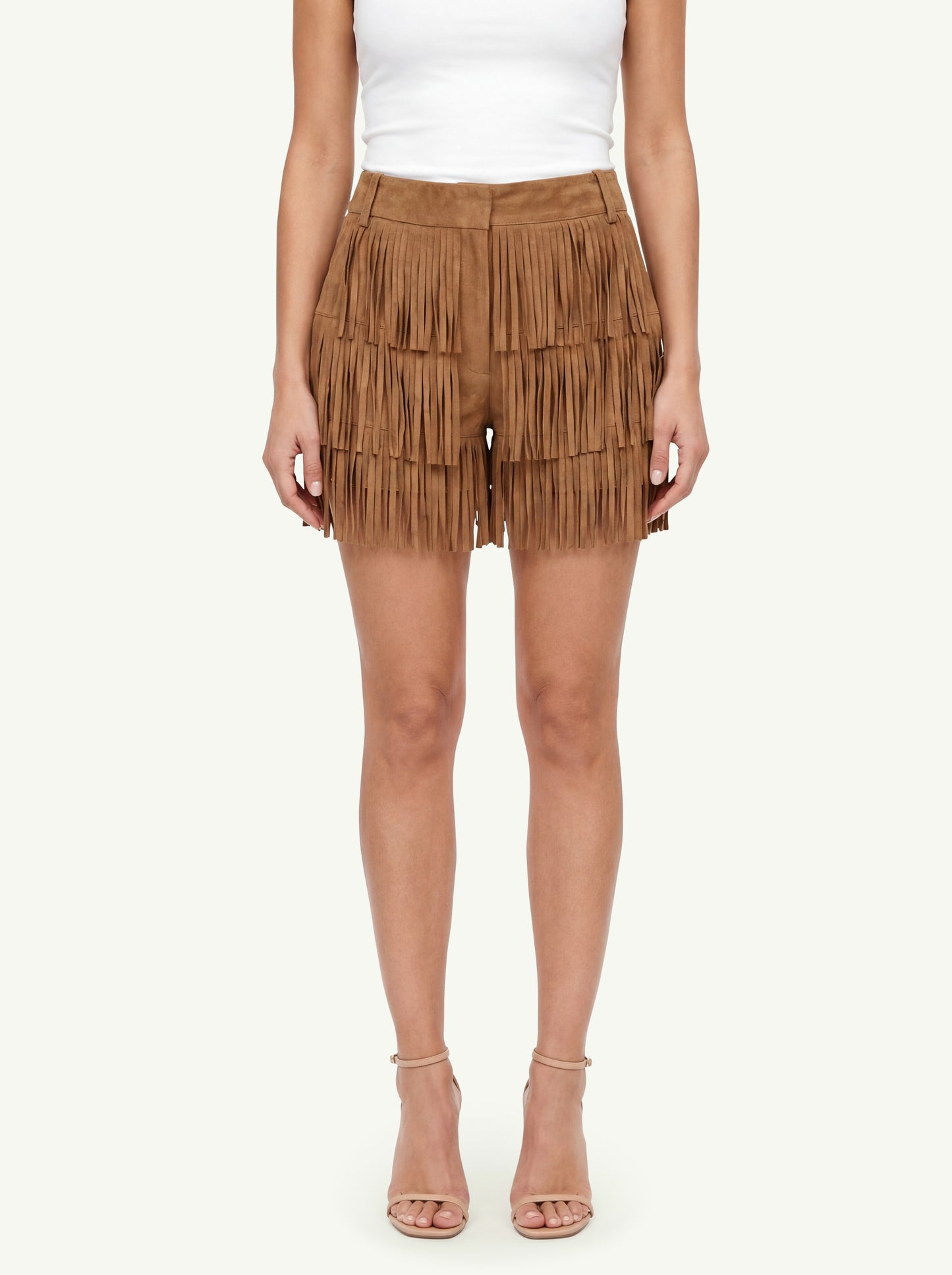  Federica Tosi Short Con Frange In Vera Pelle Marrone - 1