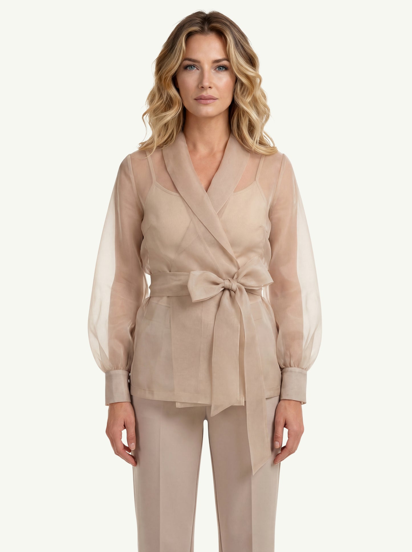  D.exterior Giacca Con Cint Orgenza Setta Beige - 1