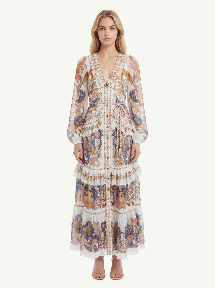 Sea Garden Off Braid Long Dress Donna Farm Rio