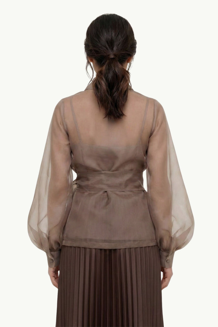 Giacca Con Cint Orgenza Seta Donna D.Exterior-2