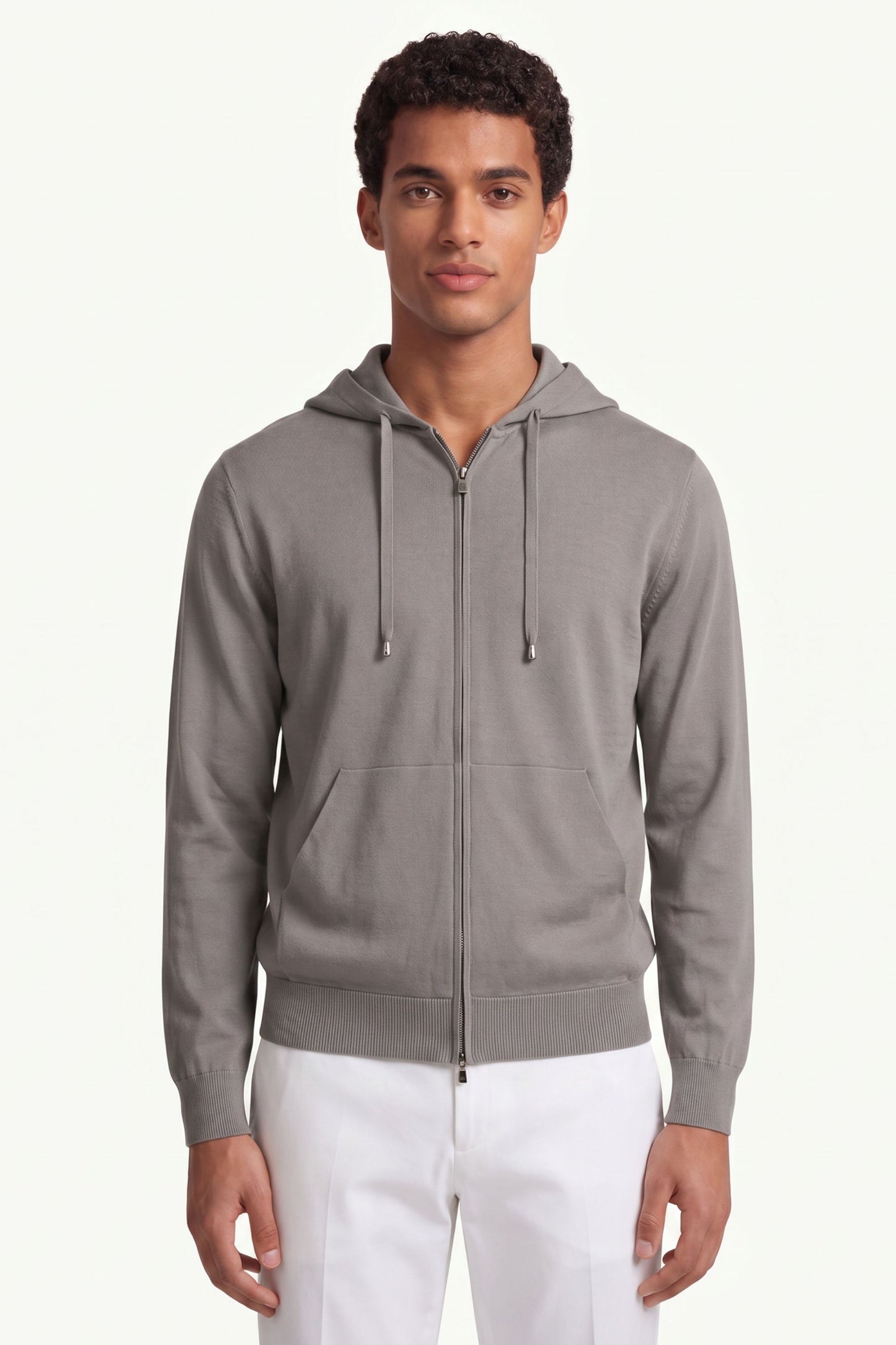  Filippo De Laurentiis Maglia Full Zip Cappuccio Grigio - 2