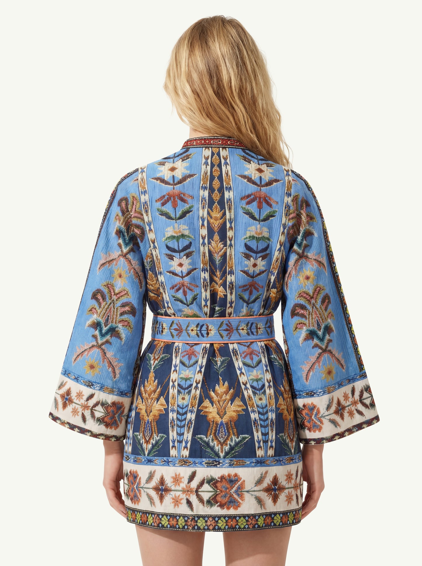  Farm Rio Embroidered Tapestry Mini Dress Azzurro - 2