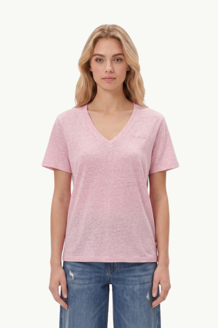 V-Neck Linen T Shirt  Donna Mc2 Saint Barth