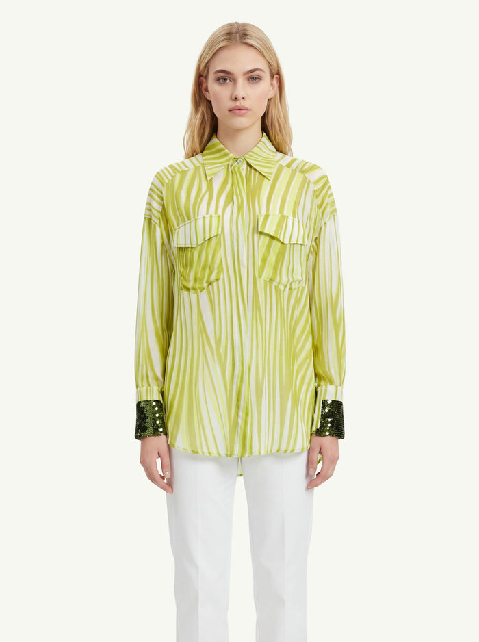 Camicia Over Stampa Zebra Paillettes Donna Dahlo