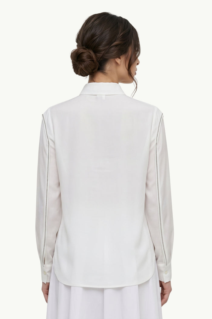  Peserico Camicia Crepe De Chine Misto Seta Stretch Bianco - 2