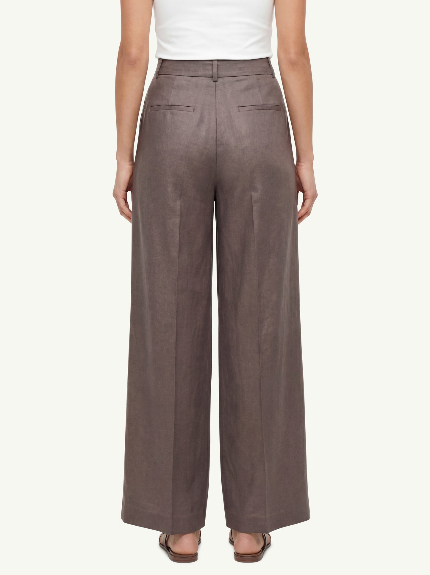  Peserico Pantalone Twill Fluido Viscosa E Lino Marrone - 2