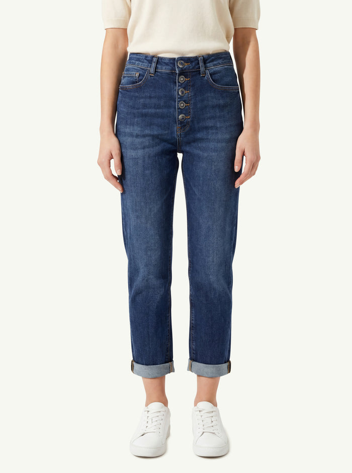 Jeans Loose Koons Bottone Gioiello Donna Dondup