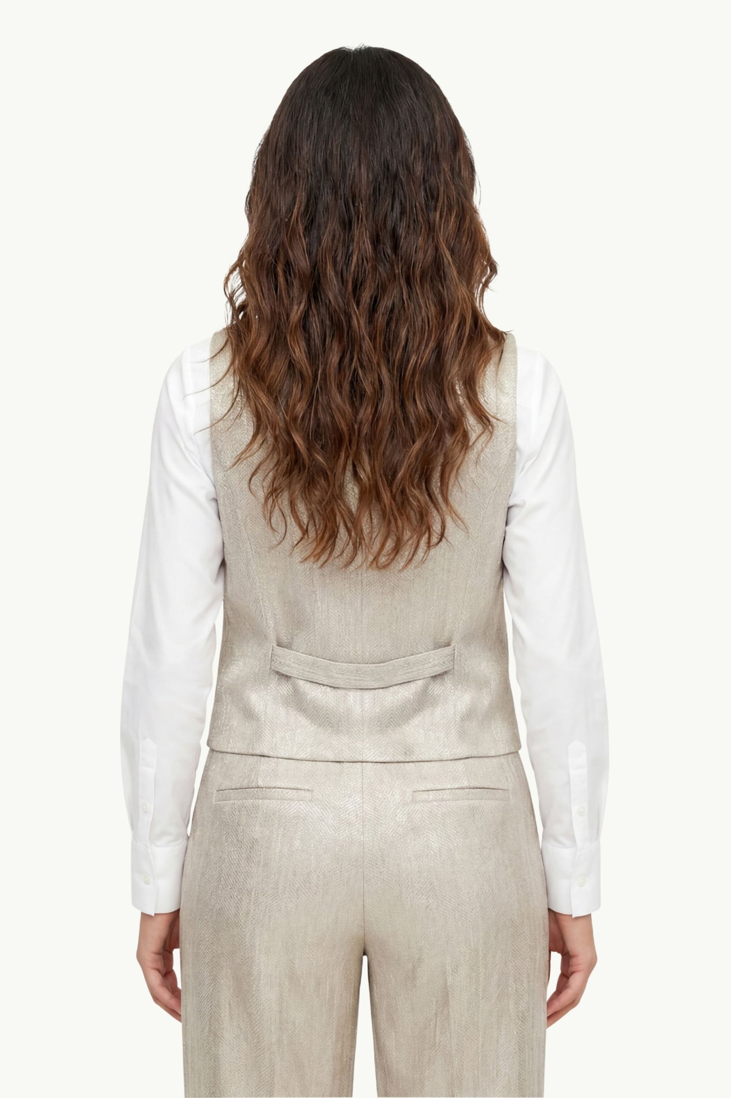 Peserico Women's Resca Linen Vest Beige - 2
