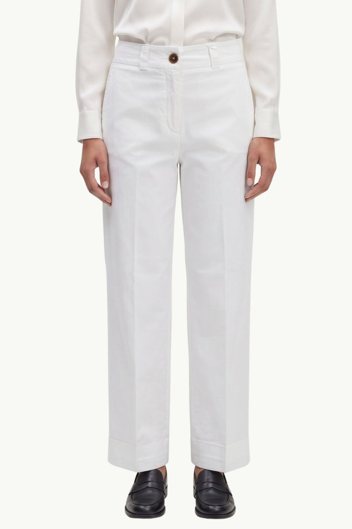 Pantalone Popelin Di Cotone Stretch Fiammata Donna Peserico