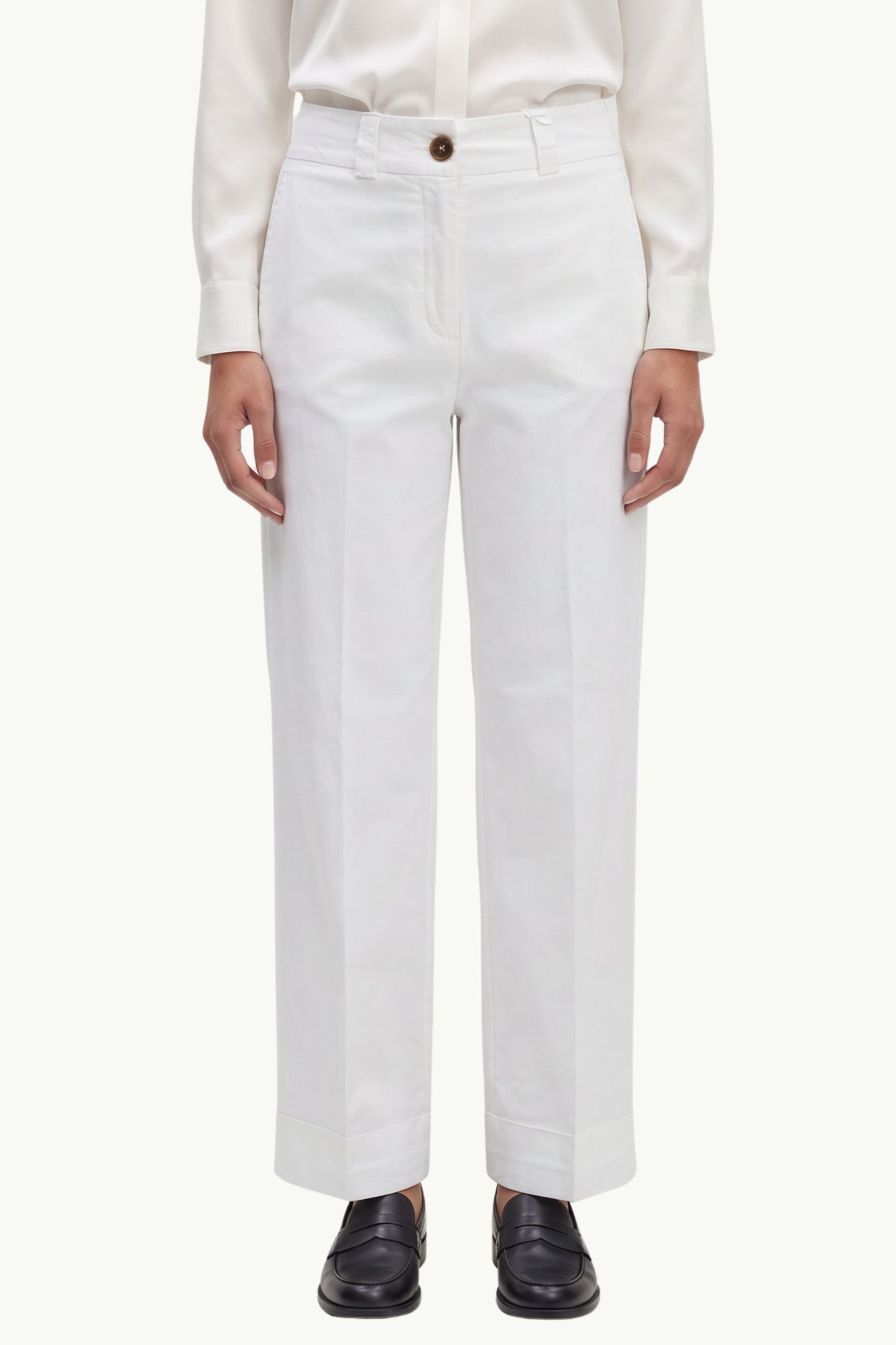  Peserico Pantalone Popelin Di Cotone Stretch Fiammata Bianco - 3