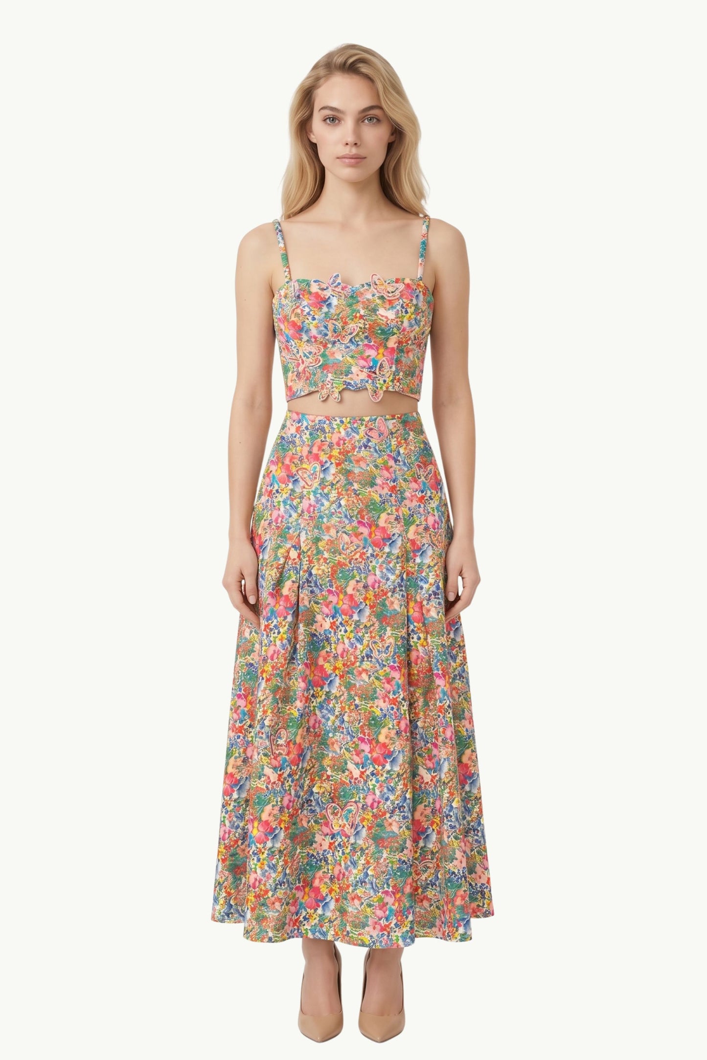 Farm Rio Paesant Floral Off White Butterflis Top Rosa - 3