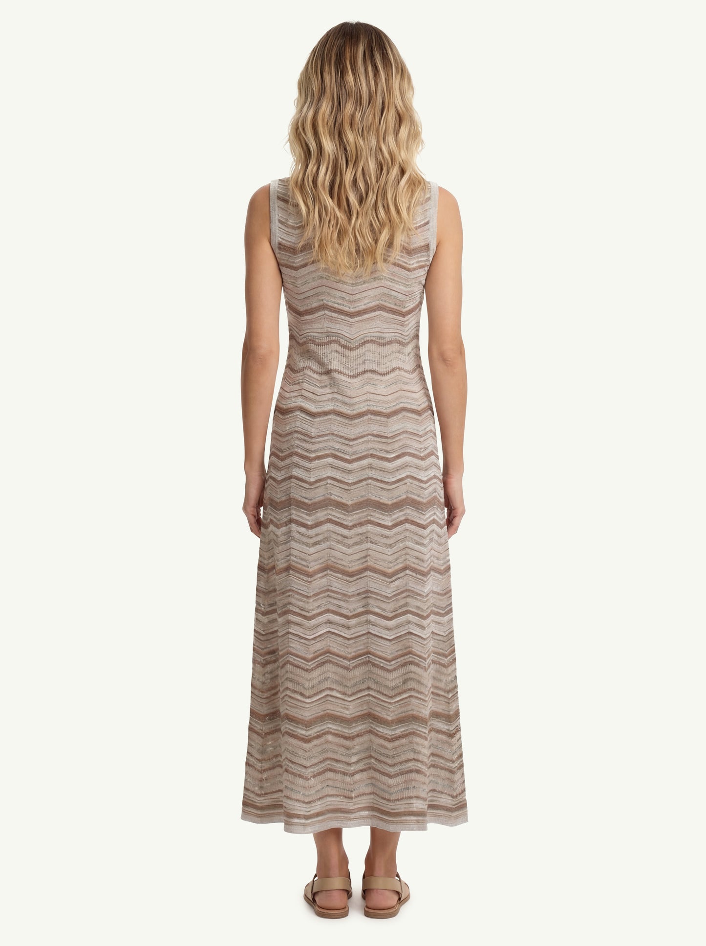  D.exterior Abito Chevron Trafori Beige - 2