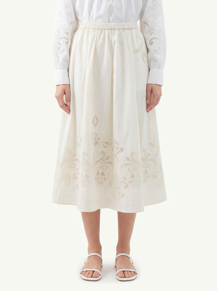 Gonna Popeline Ricamo  Donna Forte_Forte