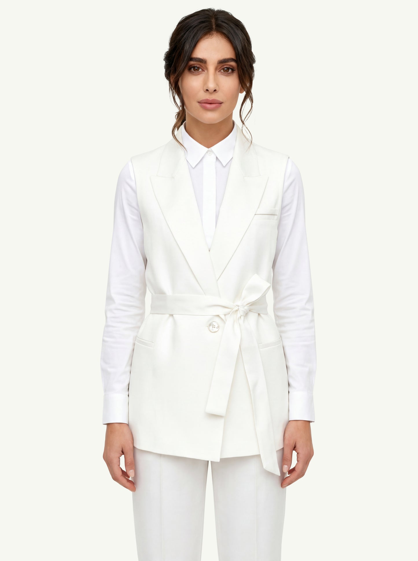  Peserico Women's Silk Crepe De Chine Vest Bianco - 1