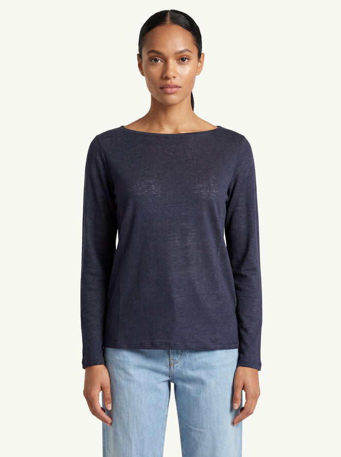 Boat Neck 3/4 Sleaves Blouse  Donna Purotatto