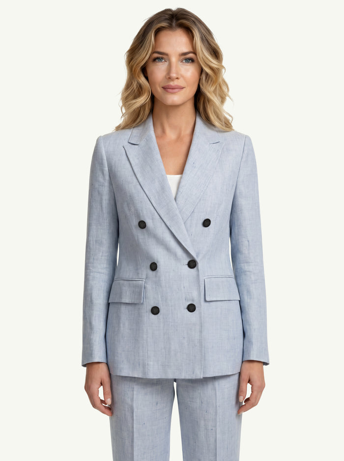 Blazer Stuoia Melange Di Lino  Donna Peserico