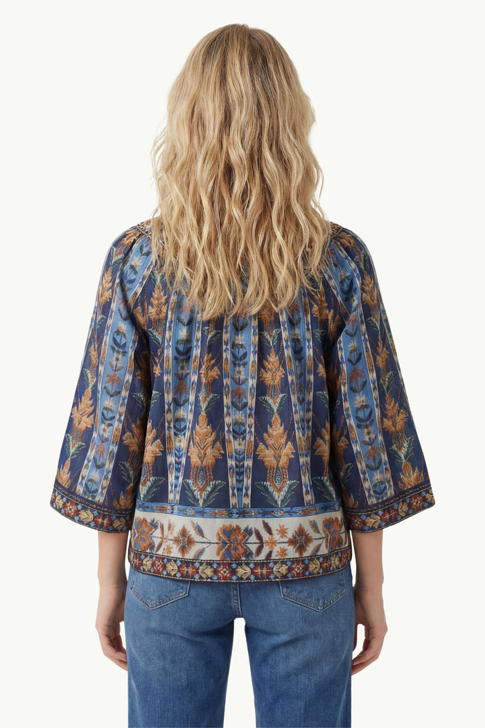 Embroidered Tapestry Short Sleeve Blouse Donna Farm Rio-2