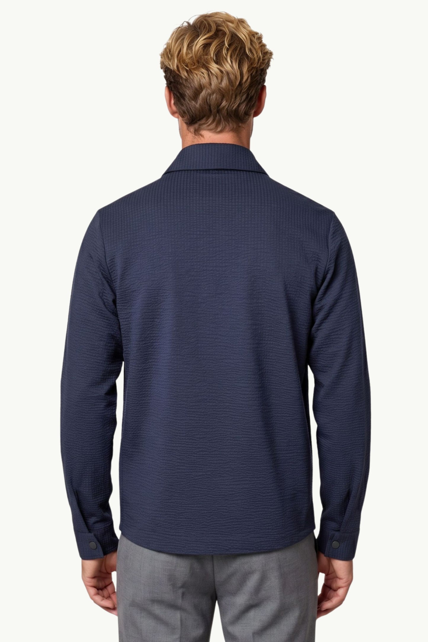  Harris Wharf London Men Coach Jacket Coolmax Seersucker Blu - 2