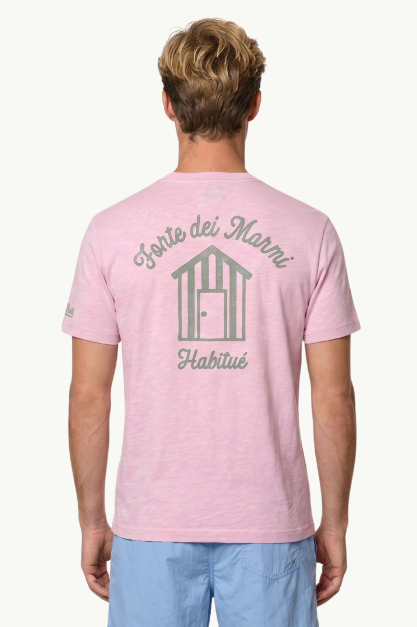  Mc2 Saint Barth Men's Slub Cotton T-shirt Rosa - 2