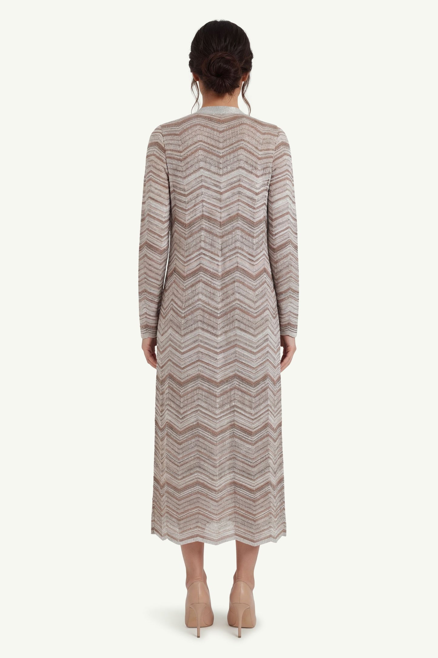  D.exterior Cardigan Chevron Lungo Beige - 2