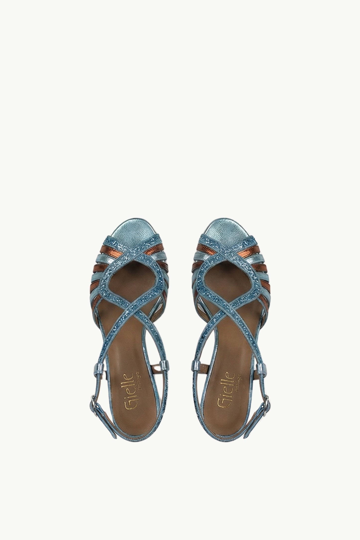  Gielle Viareggio Scarpa Con Tacco Cristallo Laminato Blu - 3