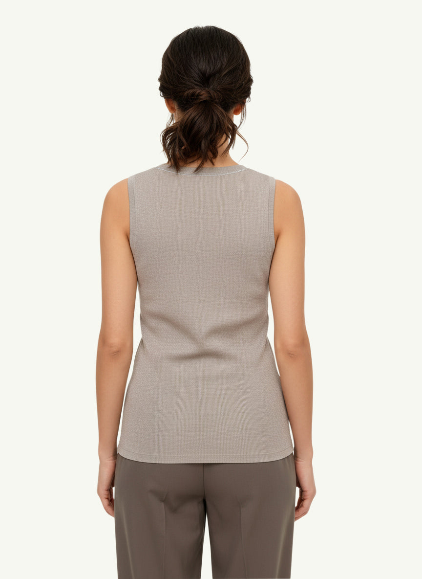  Peserico Top Cotone Lurex Beige - 2