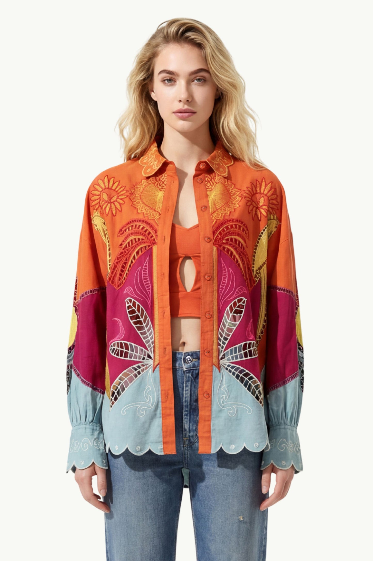  Farm Rio Usiacuri Richelieu Shirt Arancione - 1