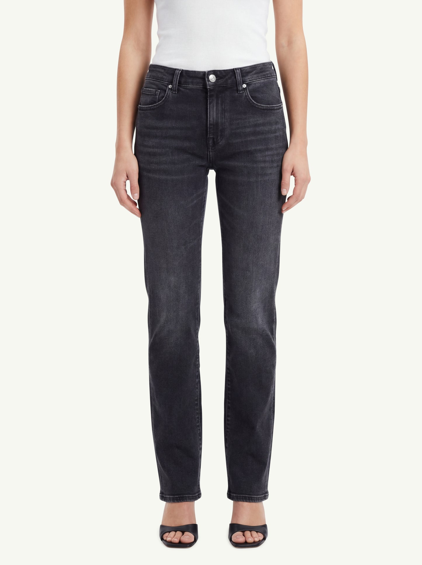 7 For All Mankind Jeans Calie Straight Bottomline Nero - 1