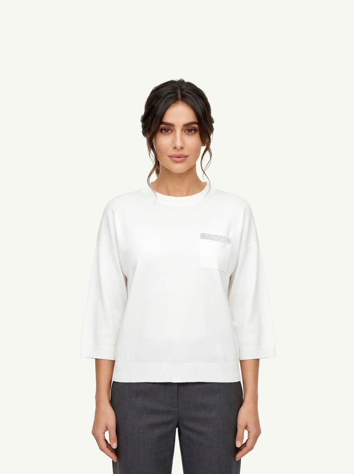 Maglia Tricot Filato Di Puro Cotone  Donna Peserico