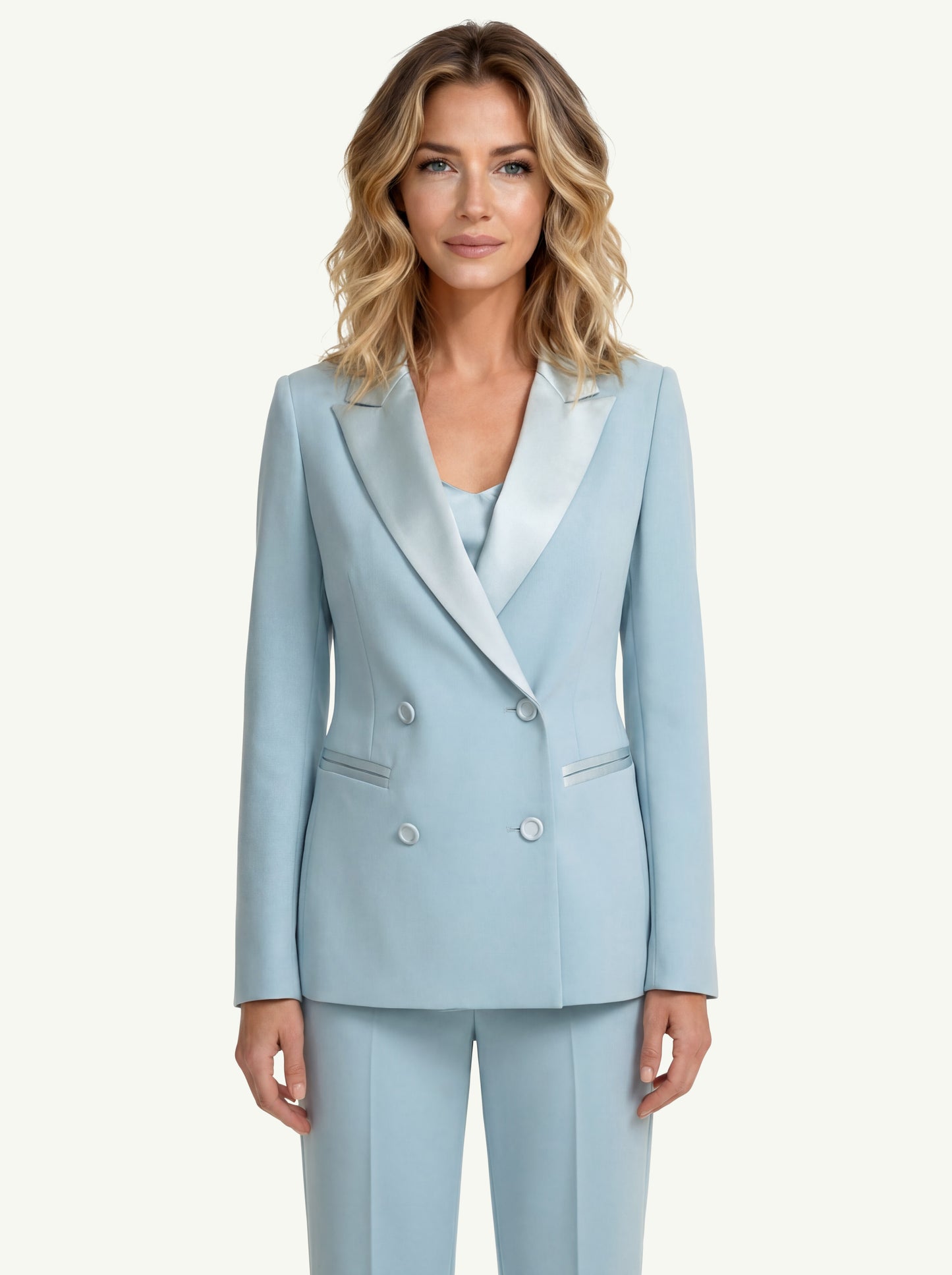  D.exterior Giacca Doppiopetto Enver Satin Azzurro - 1