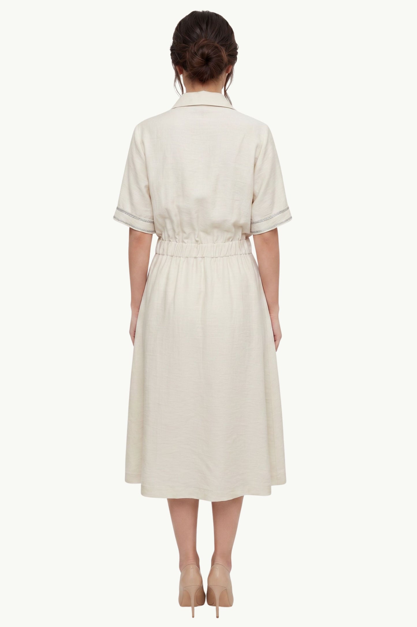  Peserico Abito Twill Lino E Viscosa Beige - 2