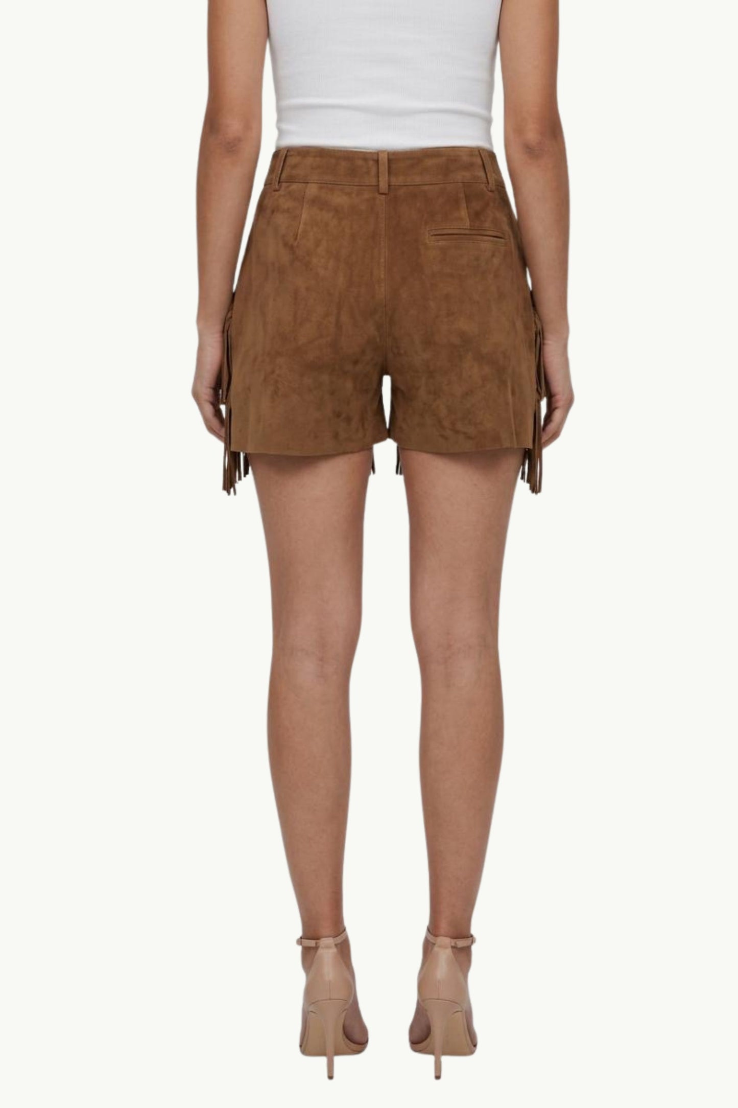  Federica Tosi Short Con Frange In Vera Pelle Marrone - 2
