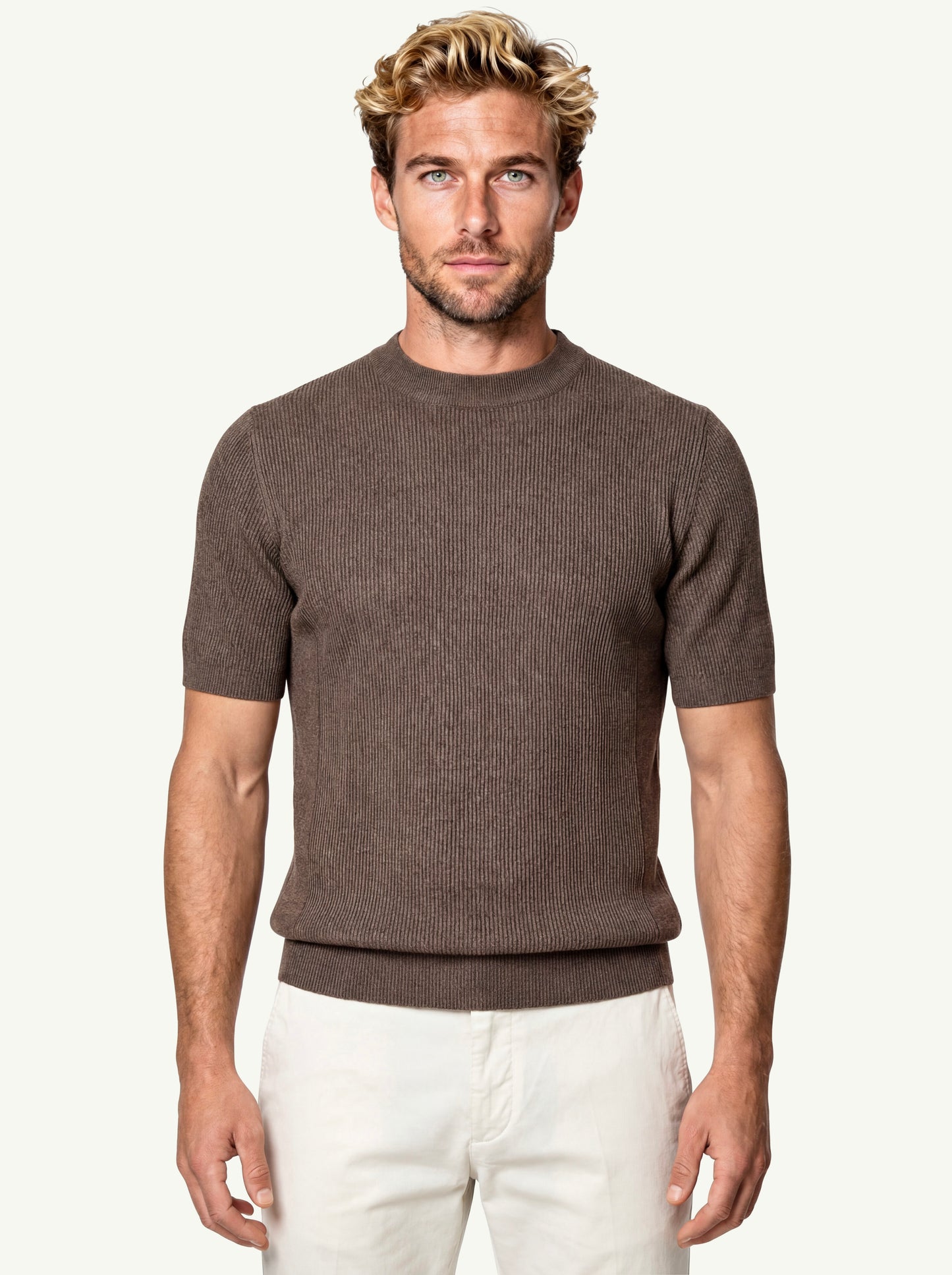  Dote Maglia Girocollo Costine Mm Cotsilk Marrone - 1