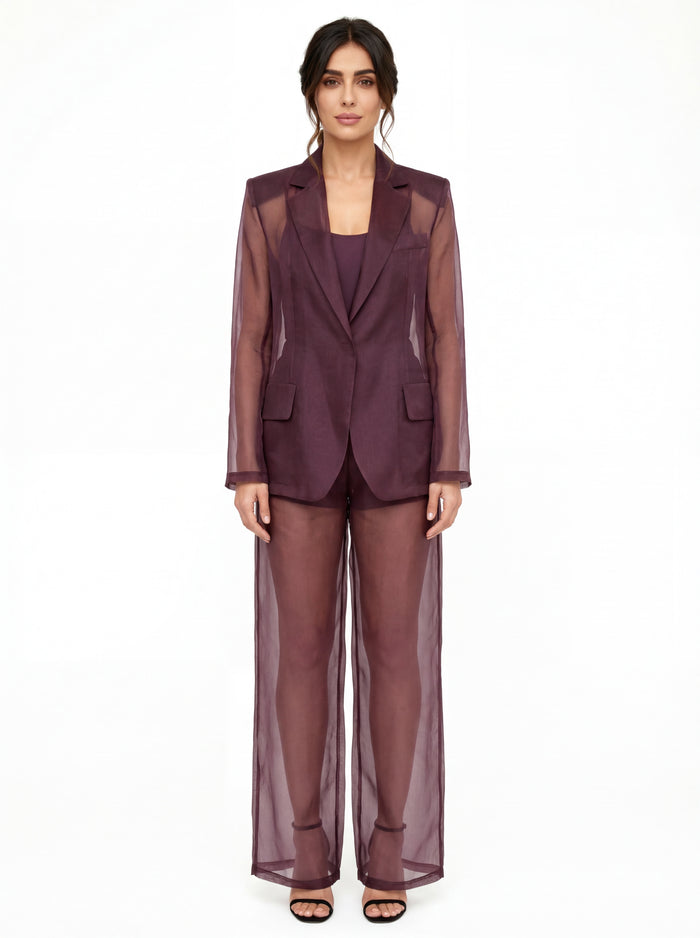  Federica Tosi Women's Silk Organza Jacket Bordeaux - 3