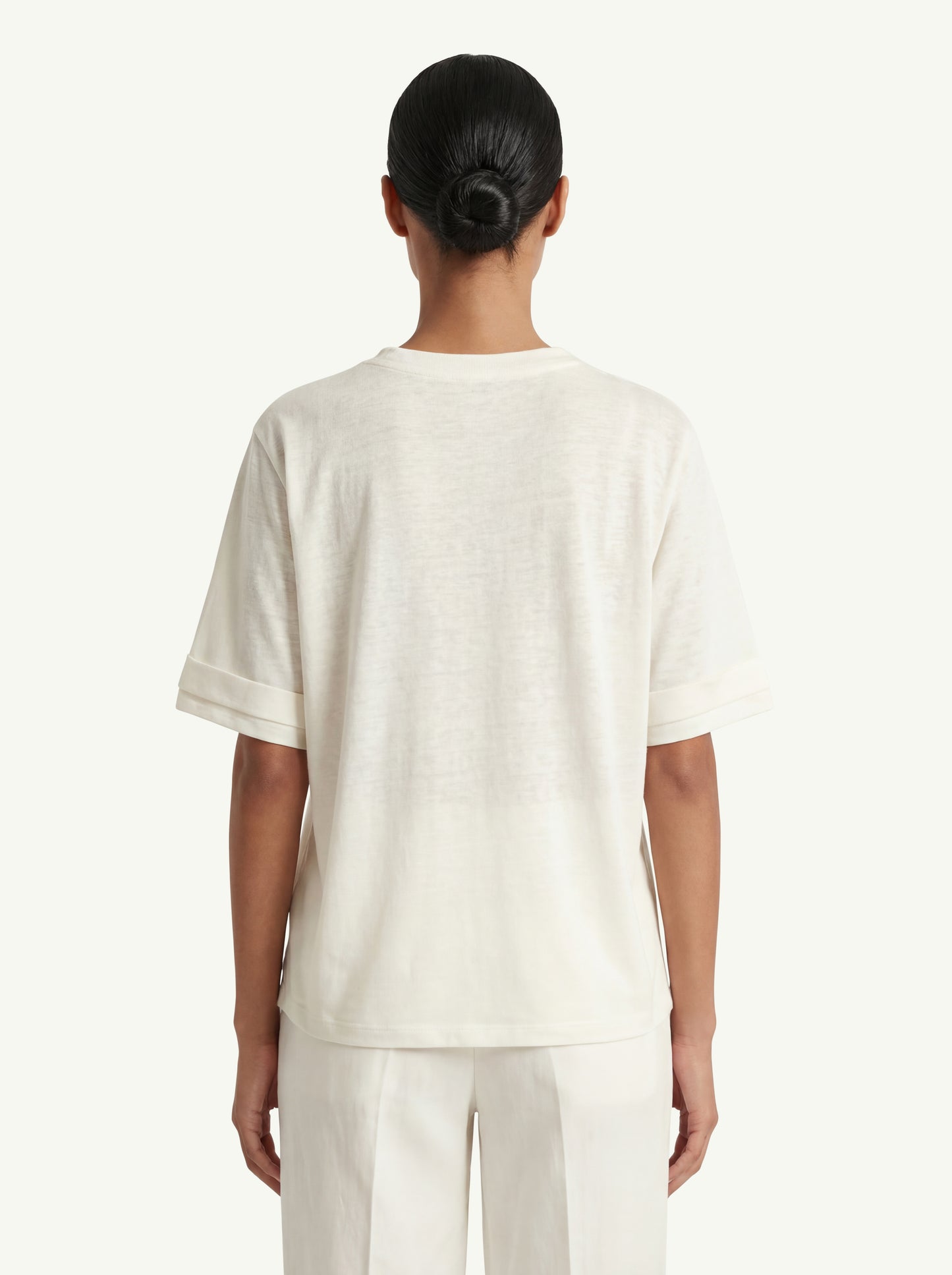  Purotatto Short Sleeves Blouse With Rib Knit Bianco - 2
