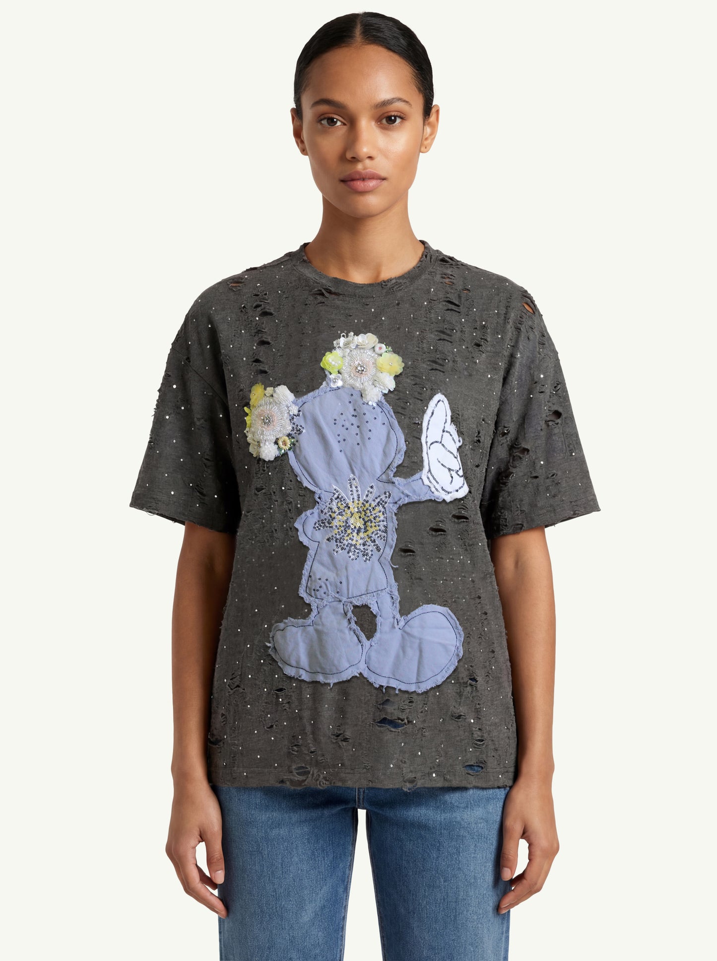  Minimeparis T-shirt With Purple Mouse Detail Grigio - 1