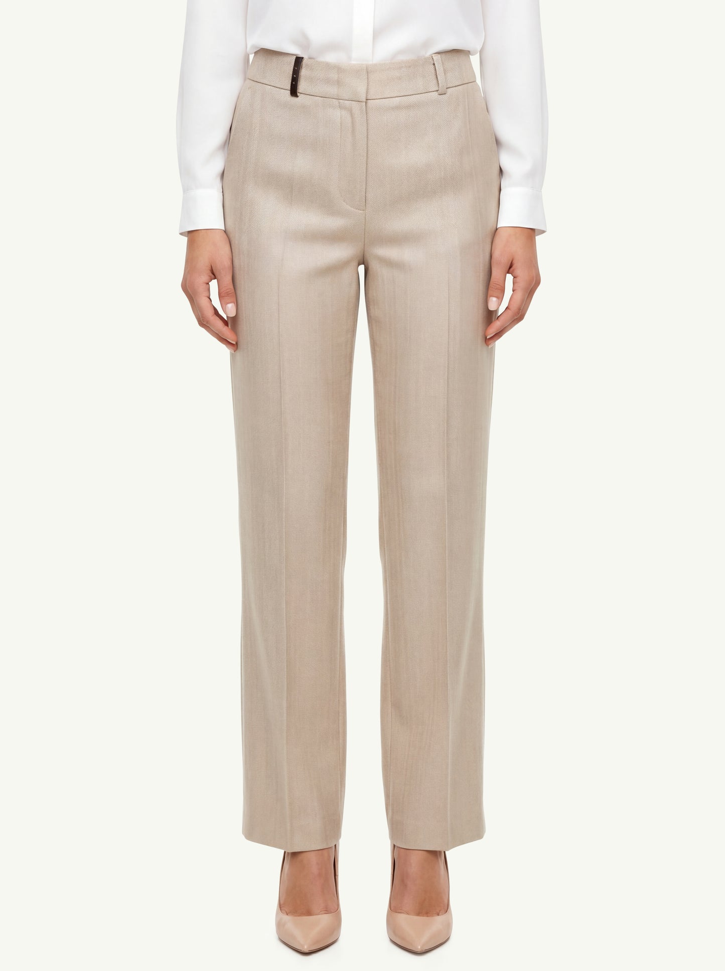  Peserico Women's Resca Tinto Filo Trousers Beige - 1