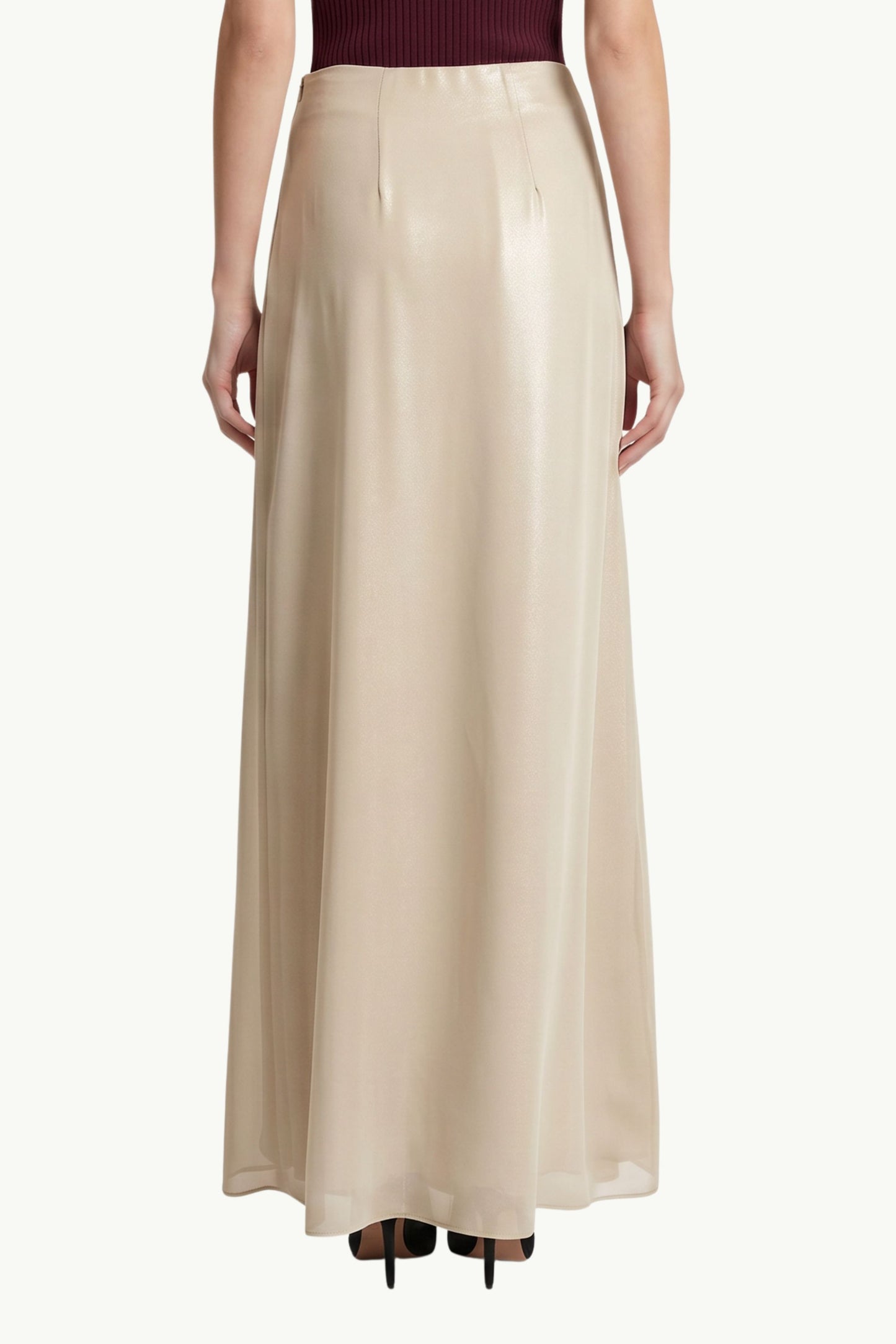  Peserico Gonna Georgette Laminata Beige - 2