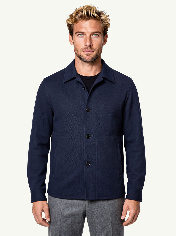 Men Shirt Jacket Honeyvomb Whit Loro Piana  Uomo Harris Wharf London