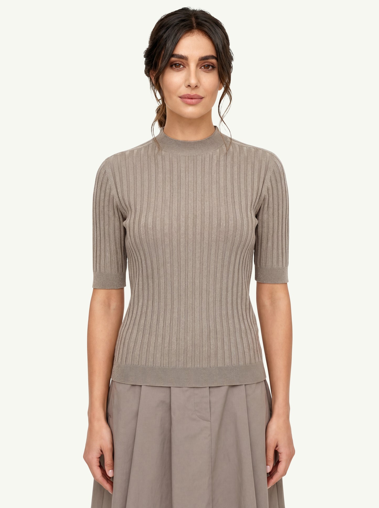  Peserico Maglia Tricot Misto Modal E Lurex Beige - 1
